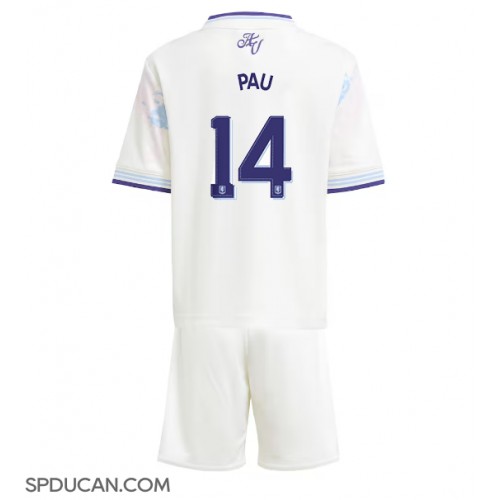 Dječji Nogometni Dres Aston Villa Pau Torres #14 Rezervni 2025-26 Kratak Rukav (+ Kratke hlače)